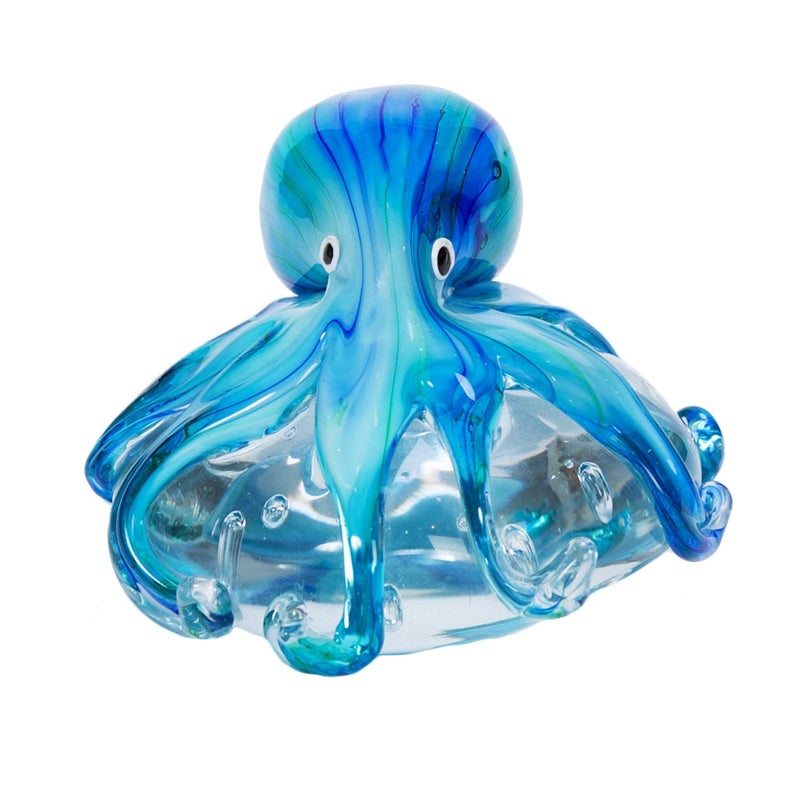 Beachcombers Octopus On Flat Rock Glass Blue